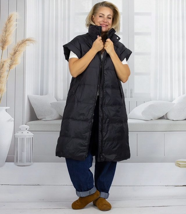 Dlouhý dámský vesta přechodový péřový Agrafka unisize