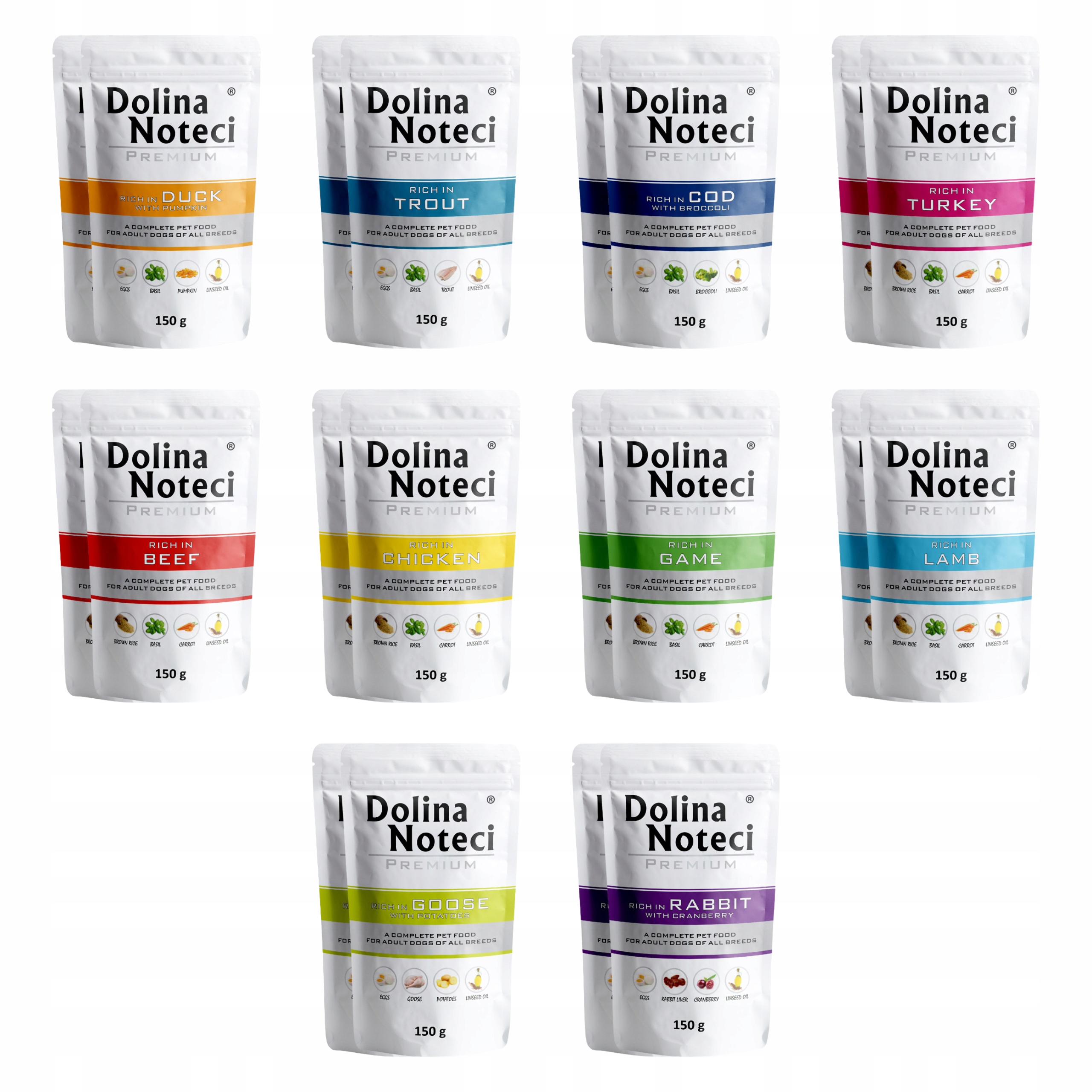 Dolina Noteci Premium Krmivo pro psy MIX Chutí 20 x 150 g bezobilné, zdravé