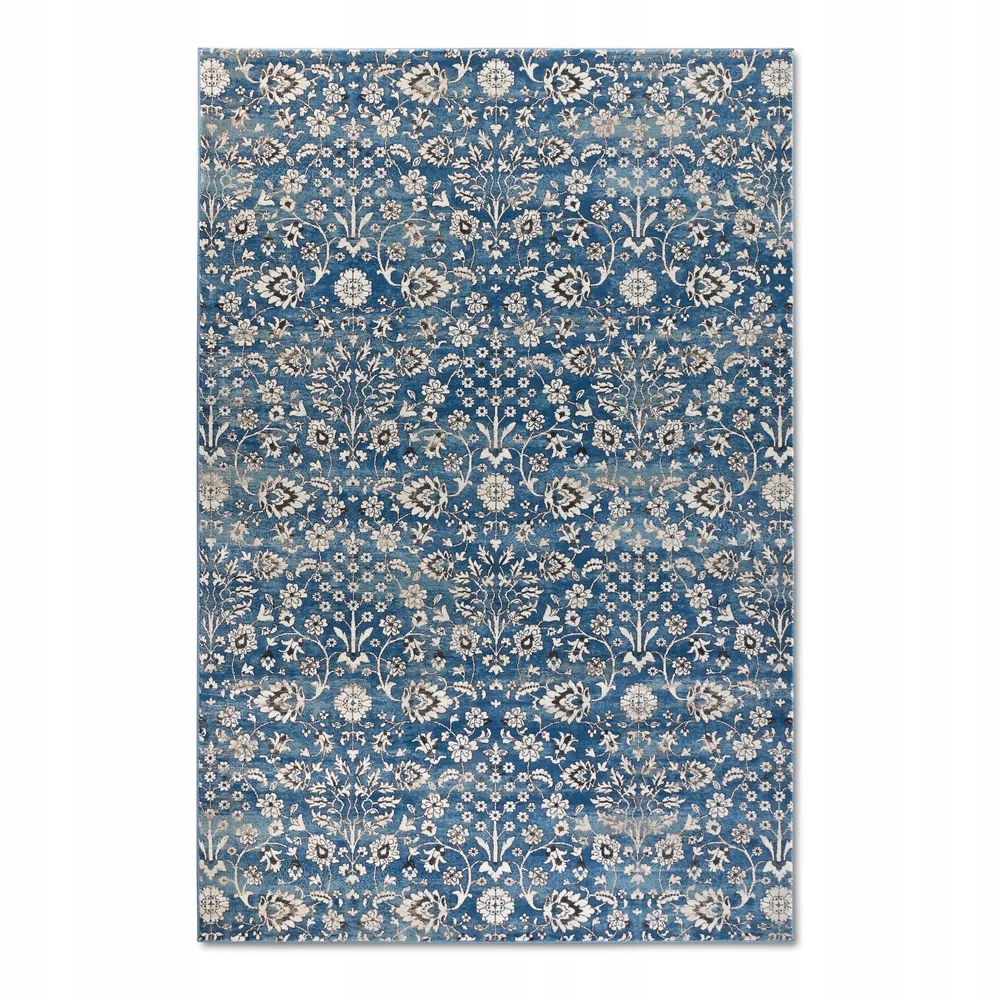 Koberec do obývacího pokoje 200 x 280 cm, klasický krémově modrý vzor