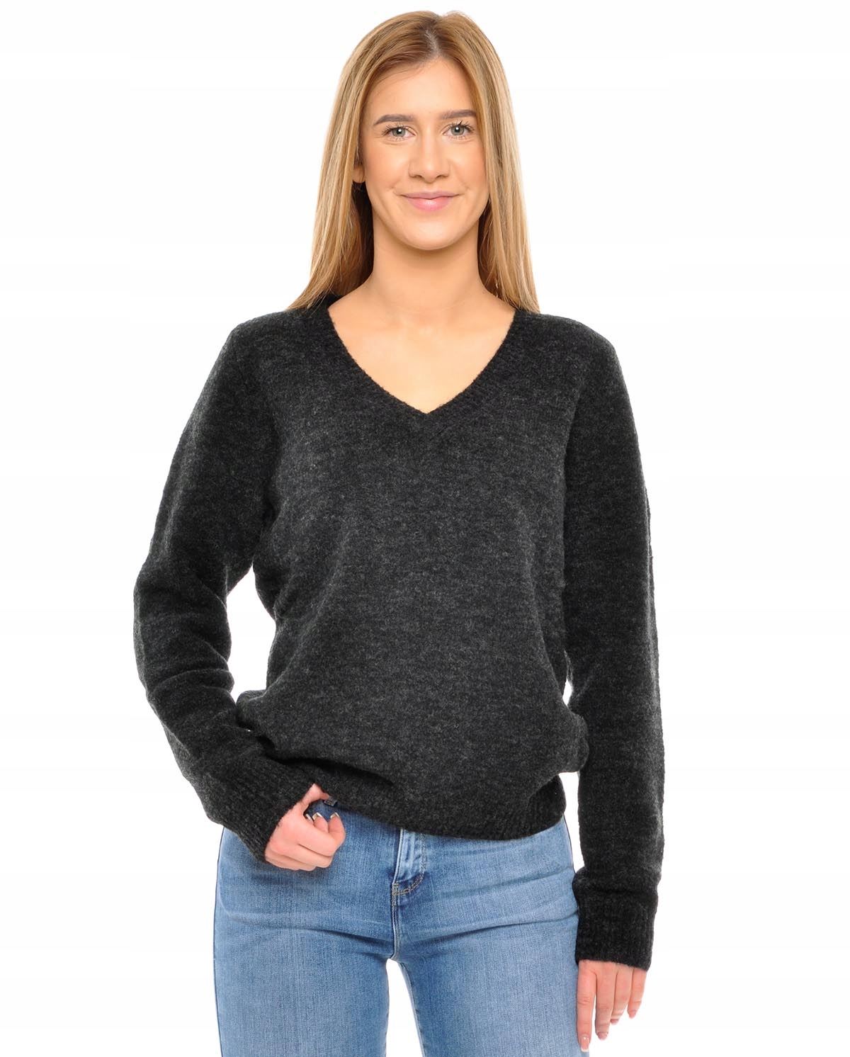 

Lee sweter Black wool V Neck Knit _ M 38
