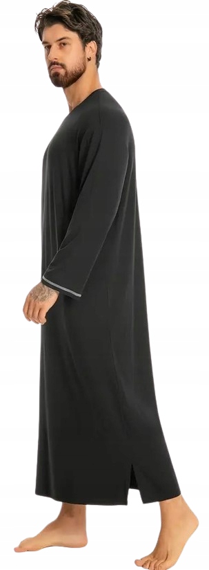 Dlouhá Pánská Noční Košile S Dlouhým Rukávem Viskóza Černá XXL Košile