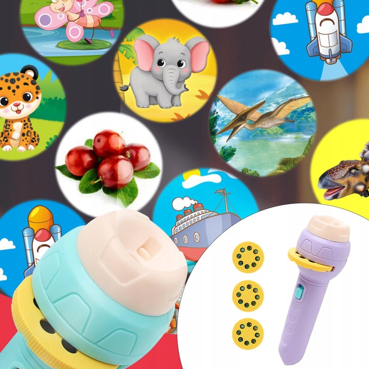 Latarka projektor 24 slajdy zdjęcia zwierząt 12p Długość/wysokość 11 cm