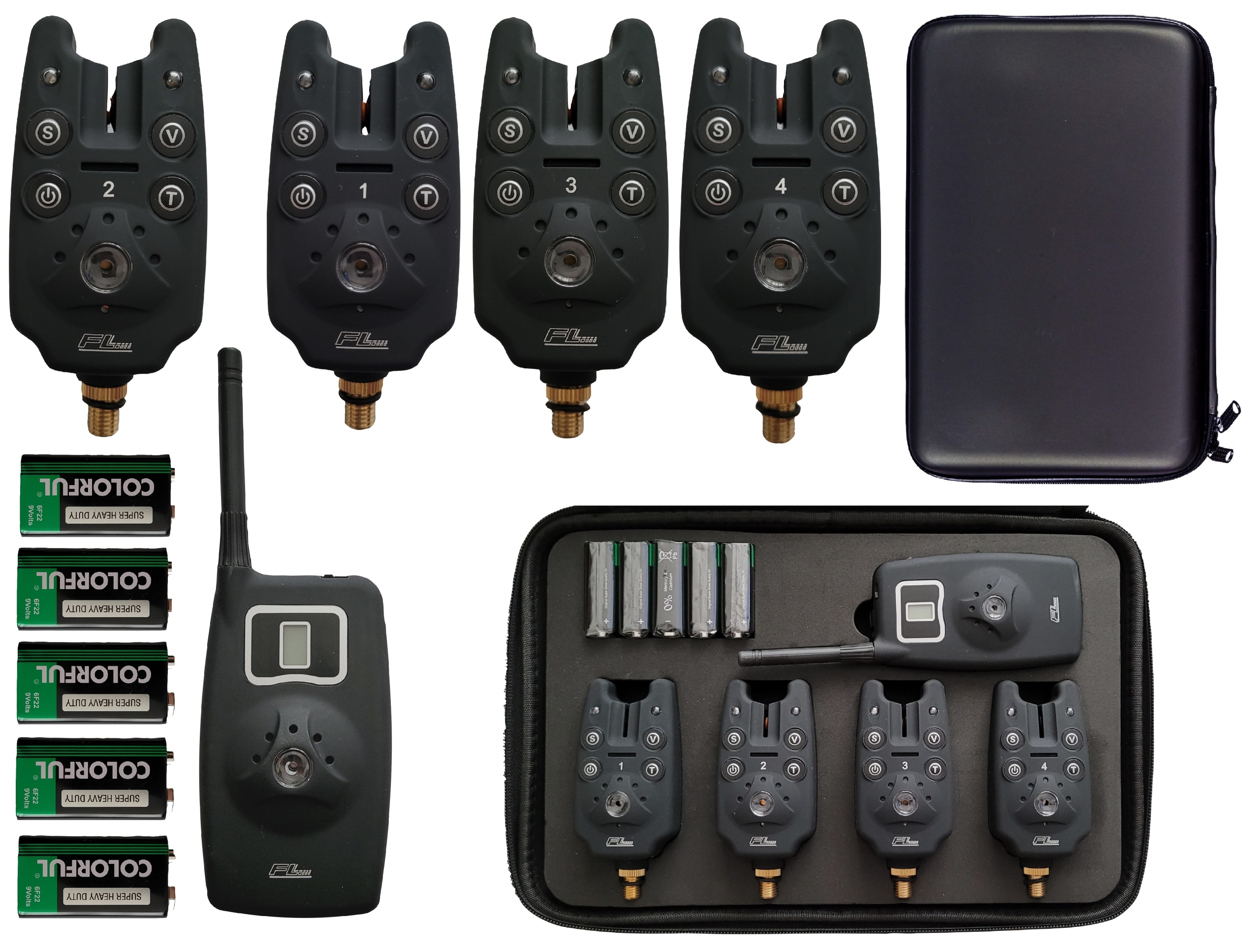 Zestaw 4x Sygnalizator brań Centralka czujnik brań