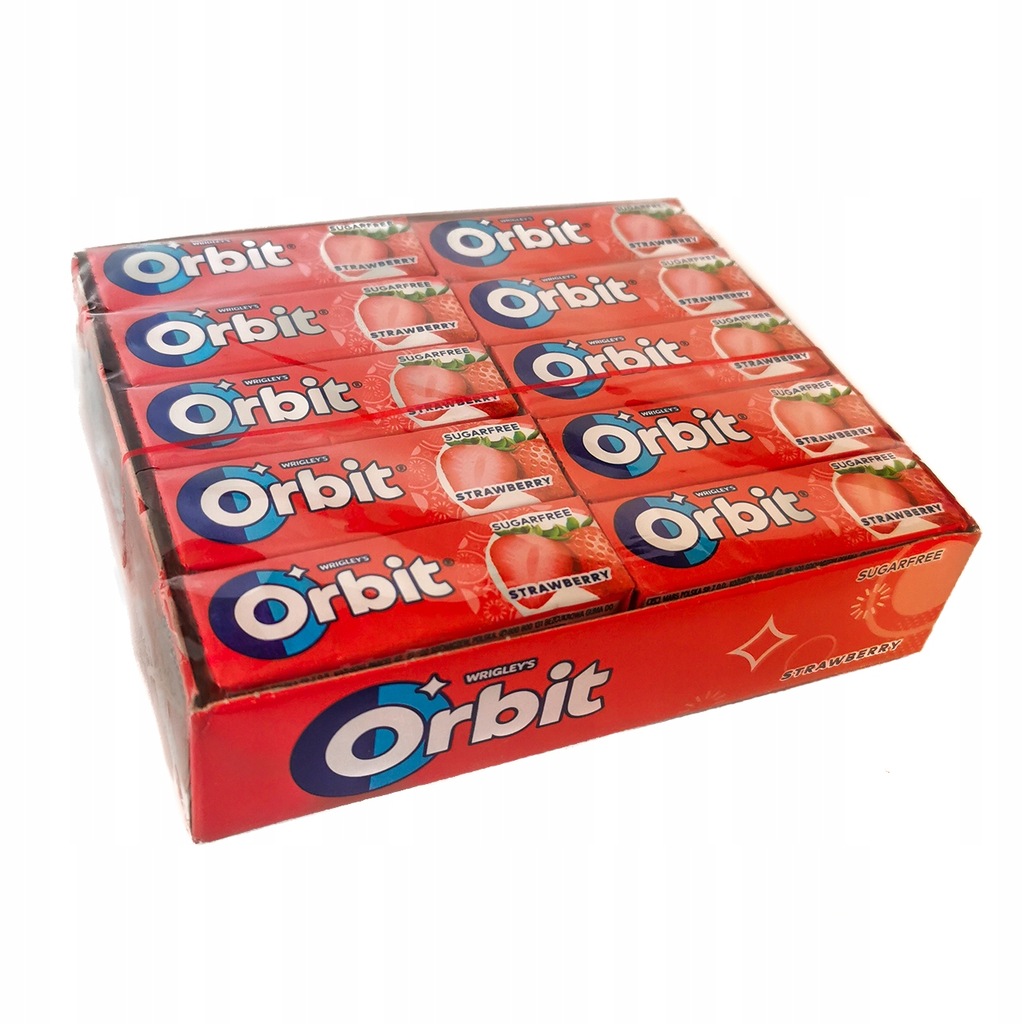 Orbit Strawberry Truskawka 30 Sztuk Karton Guma Do Żucia