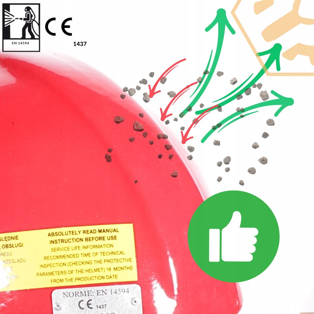 hełm do piaskowania RES-3G/OH/LM1 z latarką LED fartuchem do piaskarki Kod producenta RES3GOH maska z kaskiem kask resin piaskarza