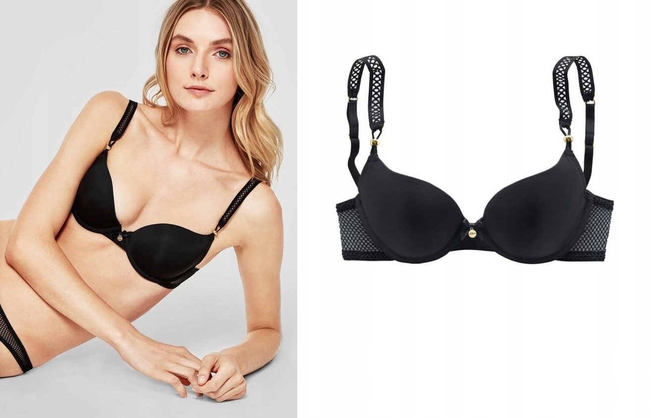 

S.oliver Czarny Biustonosz Push Up Siatka Mesh 70C