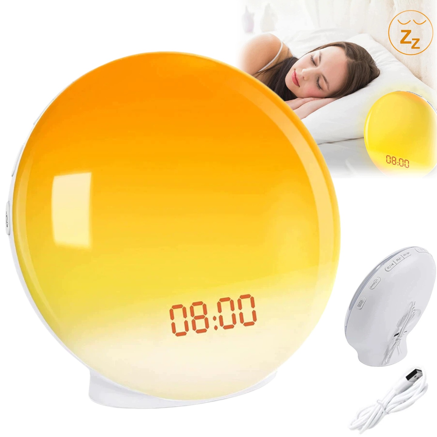 Budík Východ slunce Světelný simulátor Noční Lampa Časovač budíku