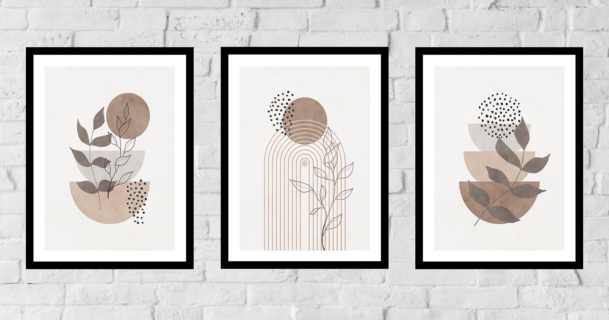 50x40 ZESTAW OBRAZY W RAMIE PLAKATY RAMKA ABSTRAKCJA GEO BOHO KSZTAŁTY Marka Posterlove