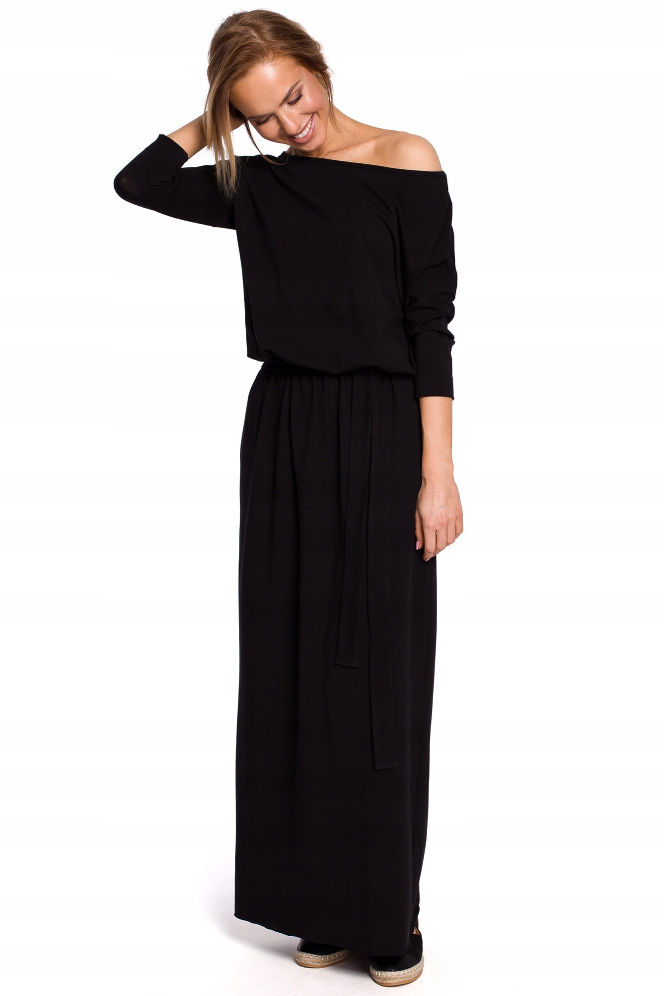 

M435 Bawełniana Sukienka Maxi [2XL/3XL] Czarny Moe