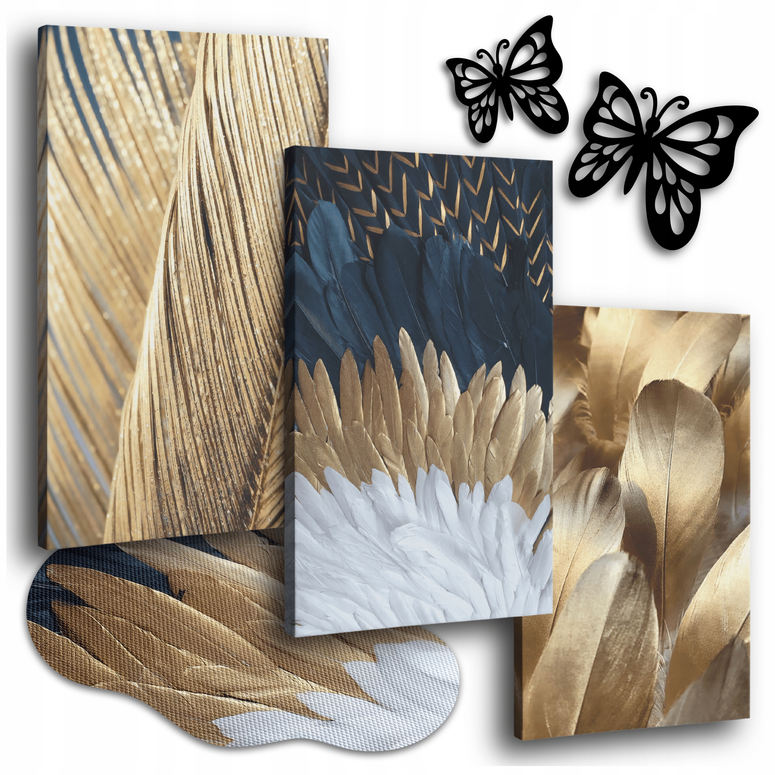 Obraz Na Plátne 150 x 70 cm Obrazy Do Obývačky Zlaté Pero Abstrakcia Pero 3x