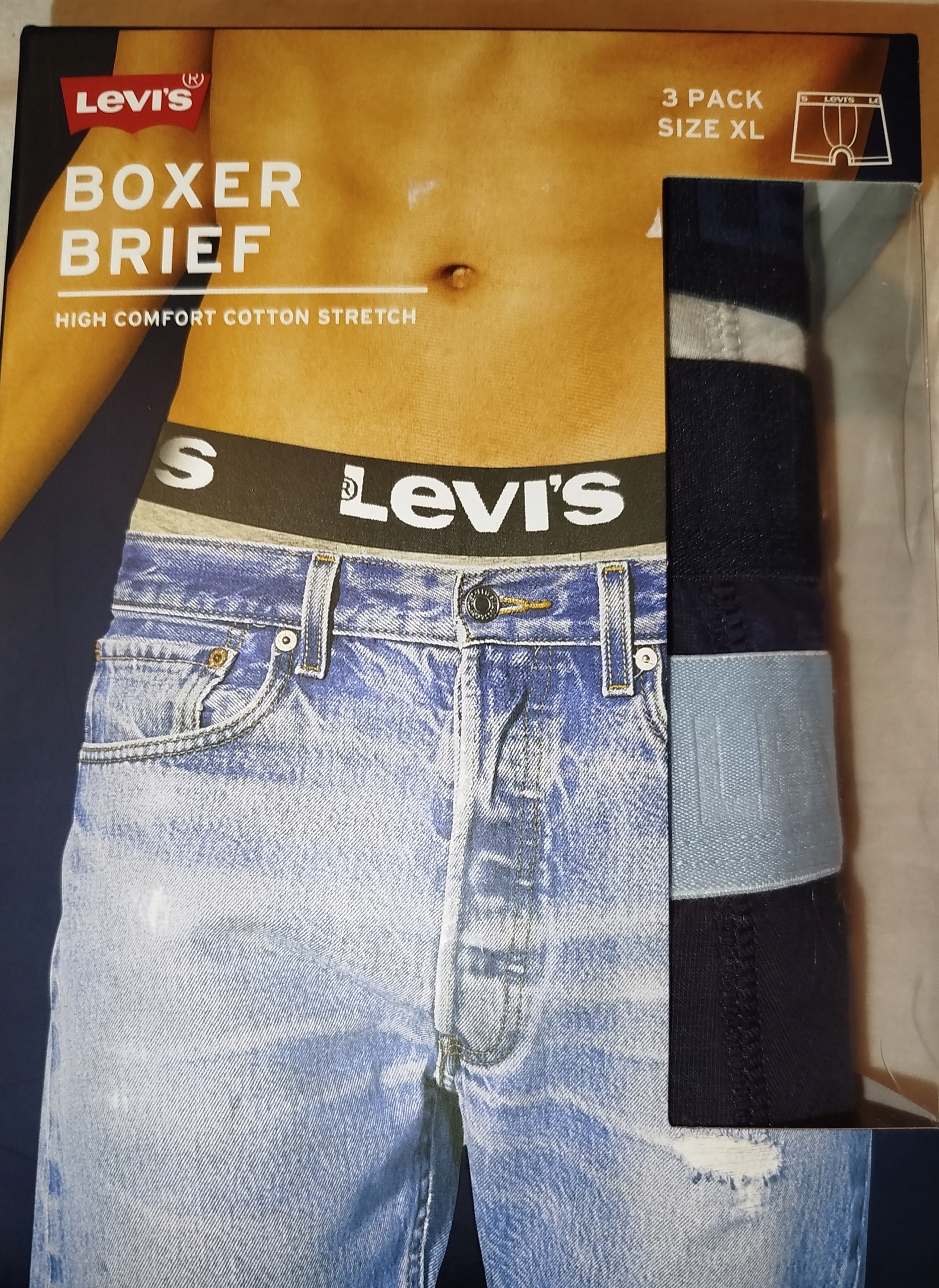 Levi's Bokserki Męskie Majtki 3 Pary Logo Levis 3-PACK Rozmiar XL