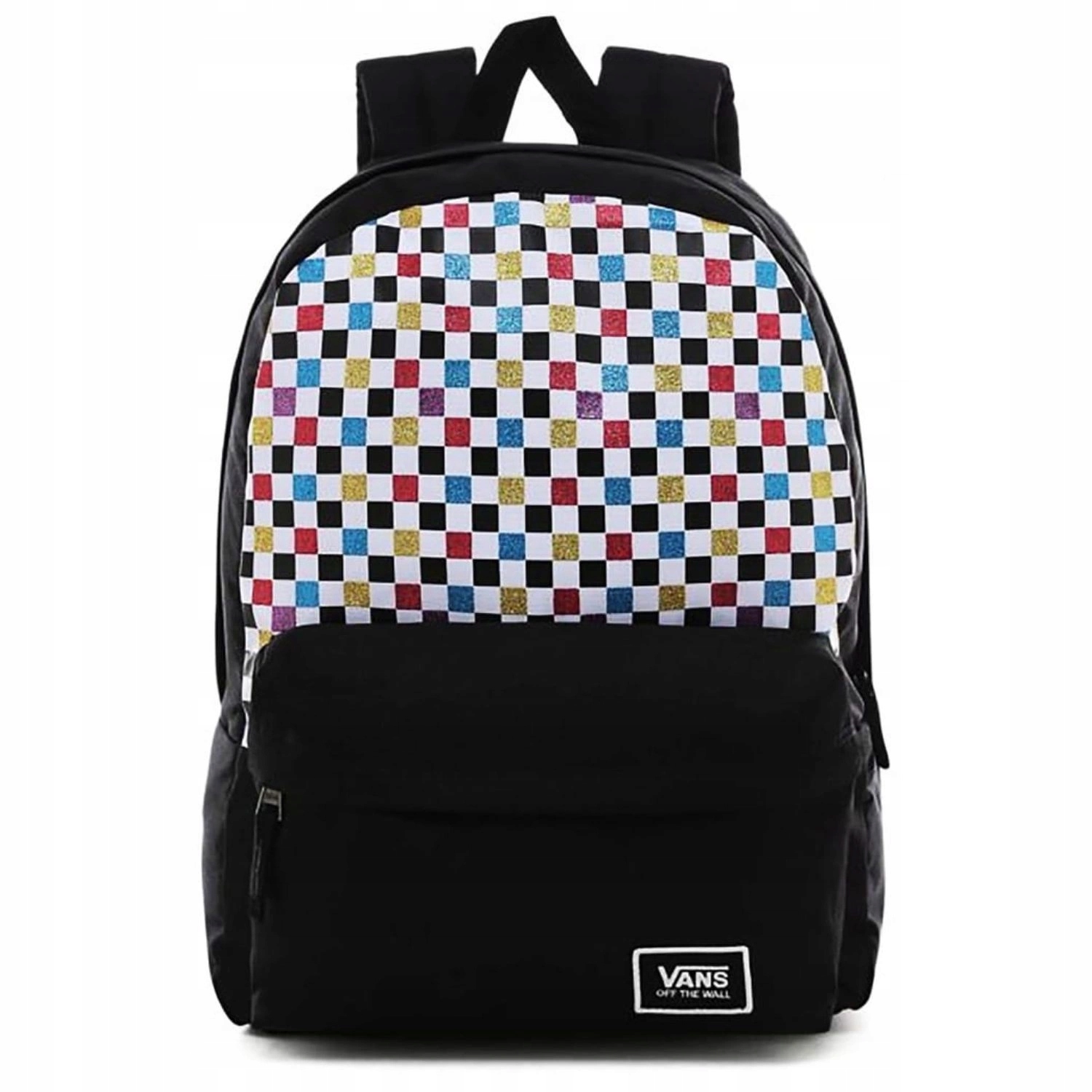 Školní batoh Vans Glitter Check s kostkovaným vzorem, klasický, prostorný, 44 x 30 x 16 cm