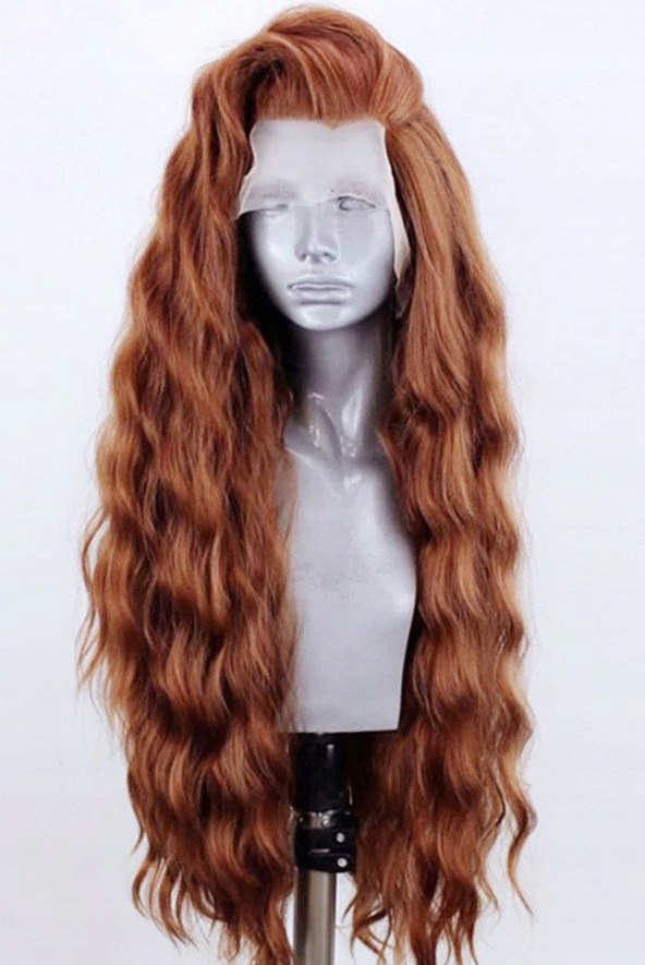 Peruka lace front rudy brąz 65 cm fale