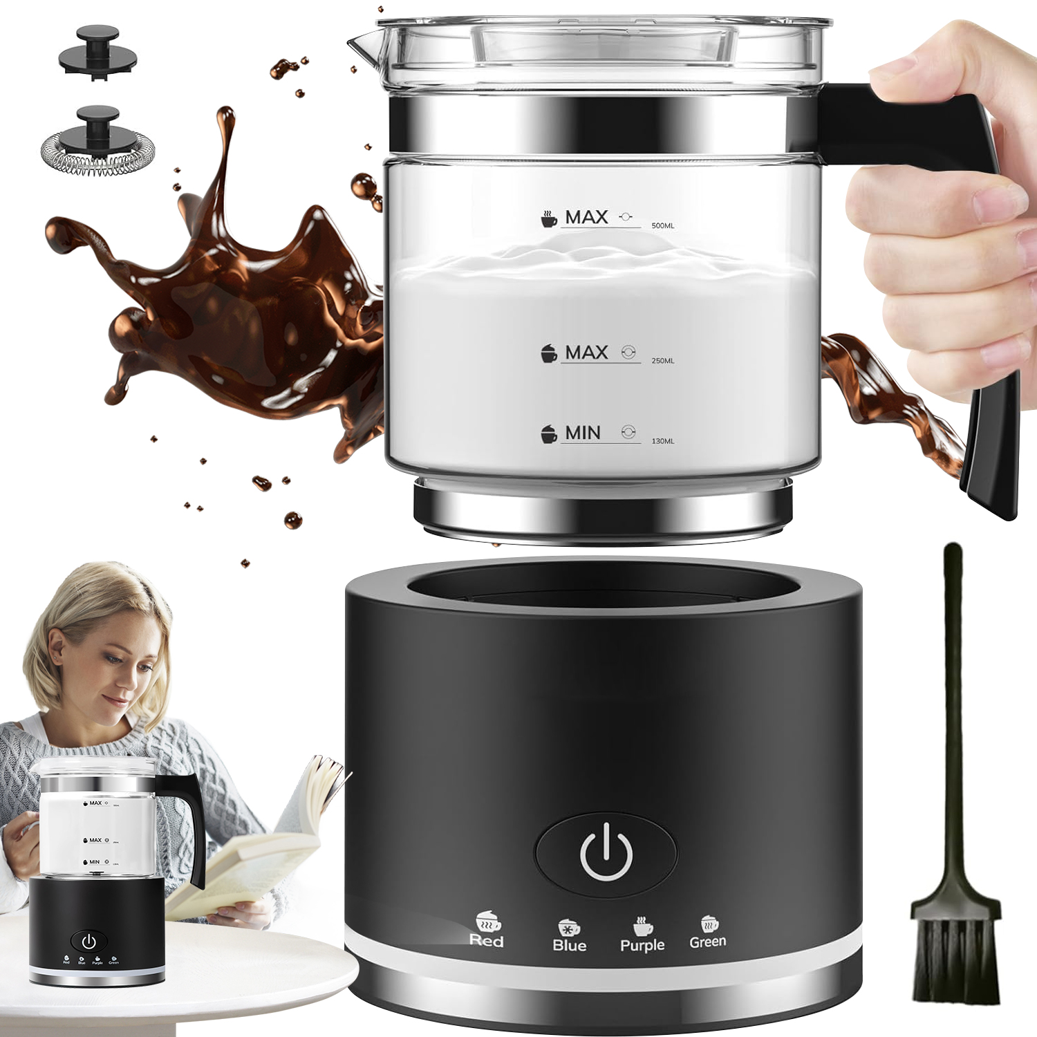 Elektrický Napěňovač Mléka 500 ML, Výkonný, Multifunkční, Pro Latte