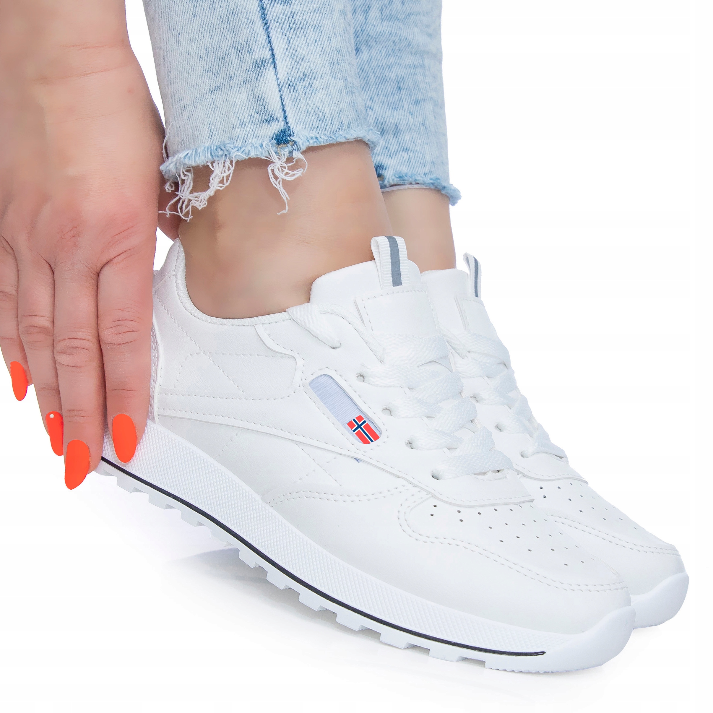 Białe Adidaski damskie sportowe Lekkie tenisówki Buty do biegania Obuwie