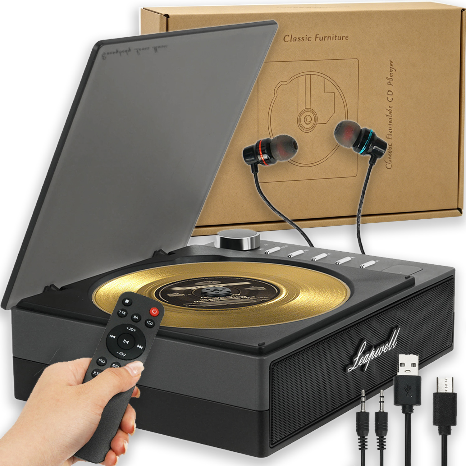 Prenosný CD Prehrávač Rádio 3W Stolný CD Prehrávač Bluetooth Reproduktor