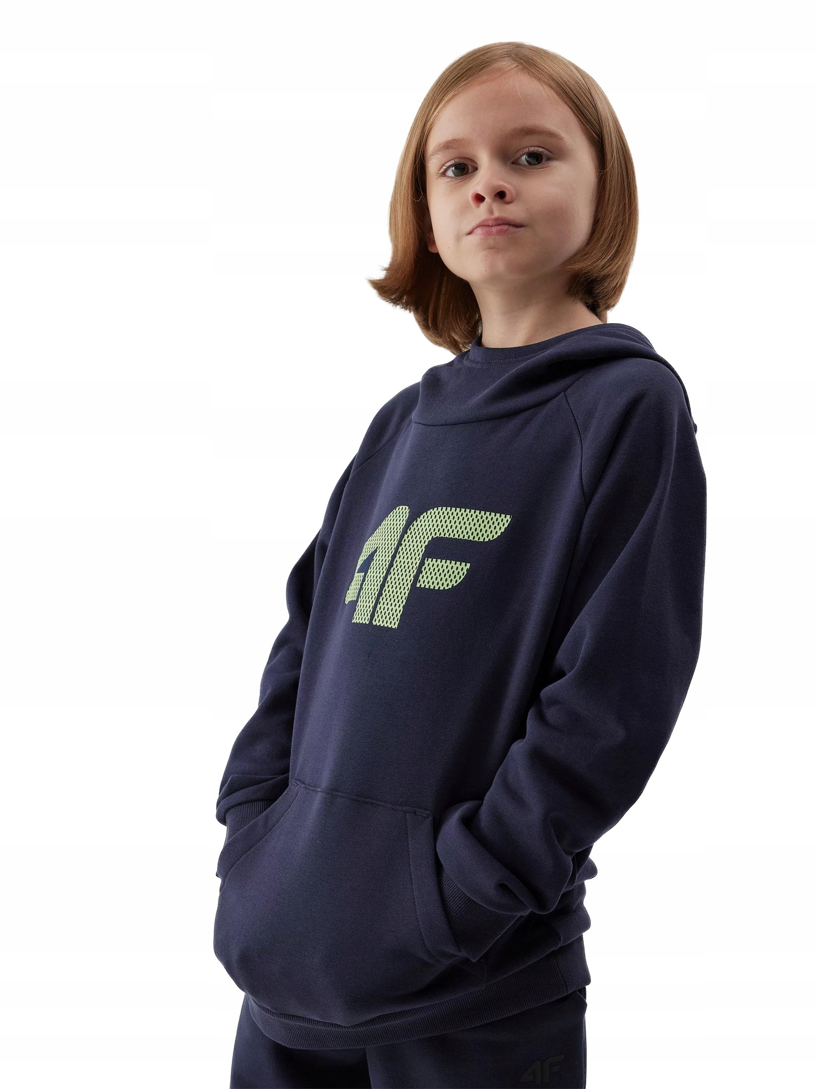 4F Bluza Chłopieca Dresowa Typu Kangurek z Kapturem 4FJAW23TSWSM626-31S Gra