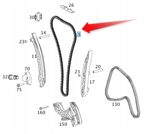 ŁAŃCUCH ROZRZĄDU MERCEDES M271 180 CGI Typ samochodu Samochody osobowe