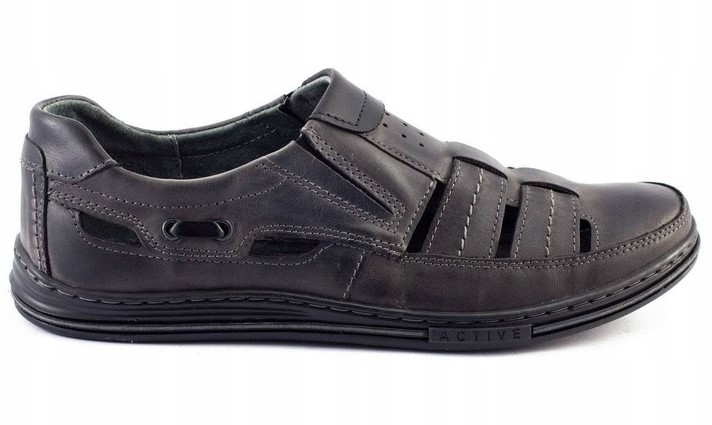 POLBUT BUTY LETNIE SKÓRZANE POLSKIE J06 SZARE 41