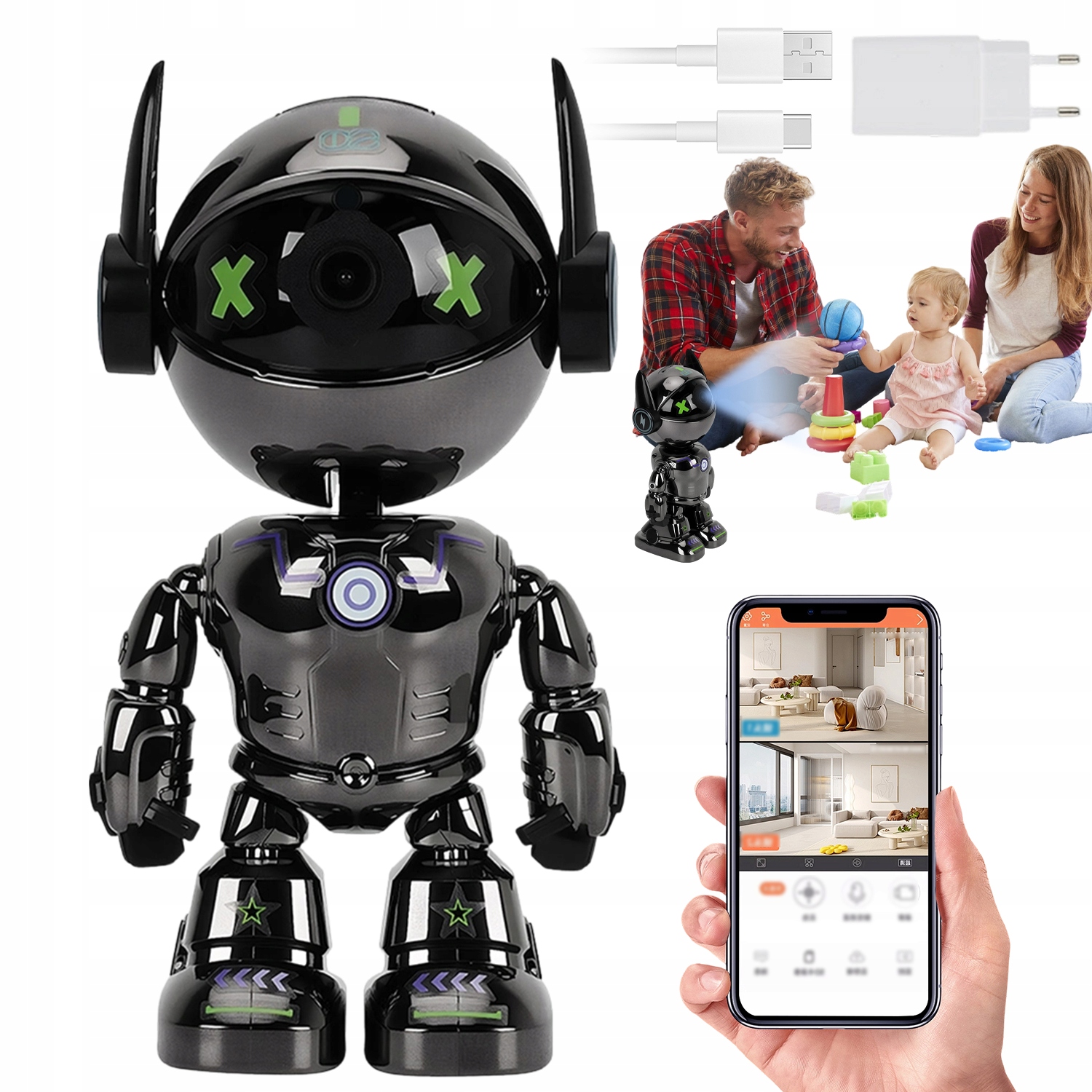 Vnitřní Kamera Wifi 1080P 2MP 360 Stupňů Detekce Pohybu Noční
