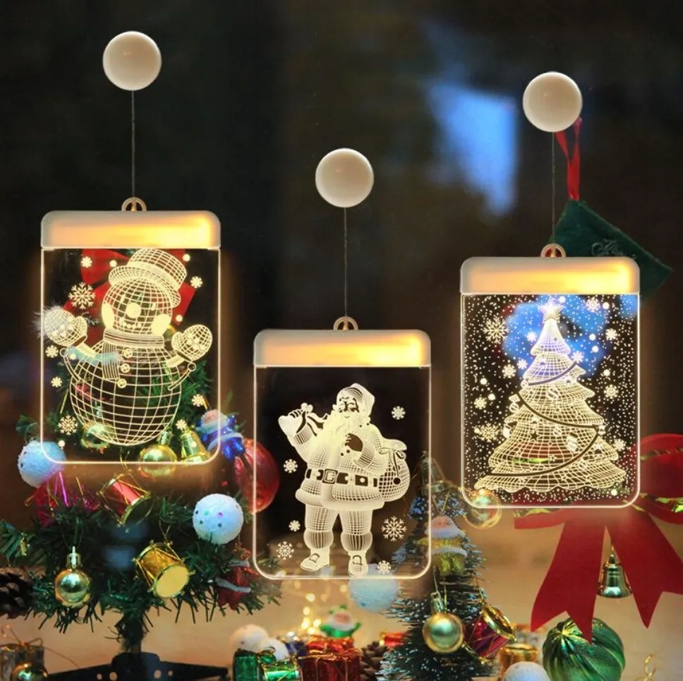 WITRAŻ LED 3D NA BATERIE WISZĄCY LAMPKI ŚWIĄTECZNE Rodzaj witraż