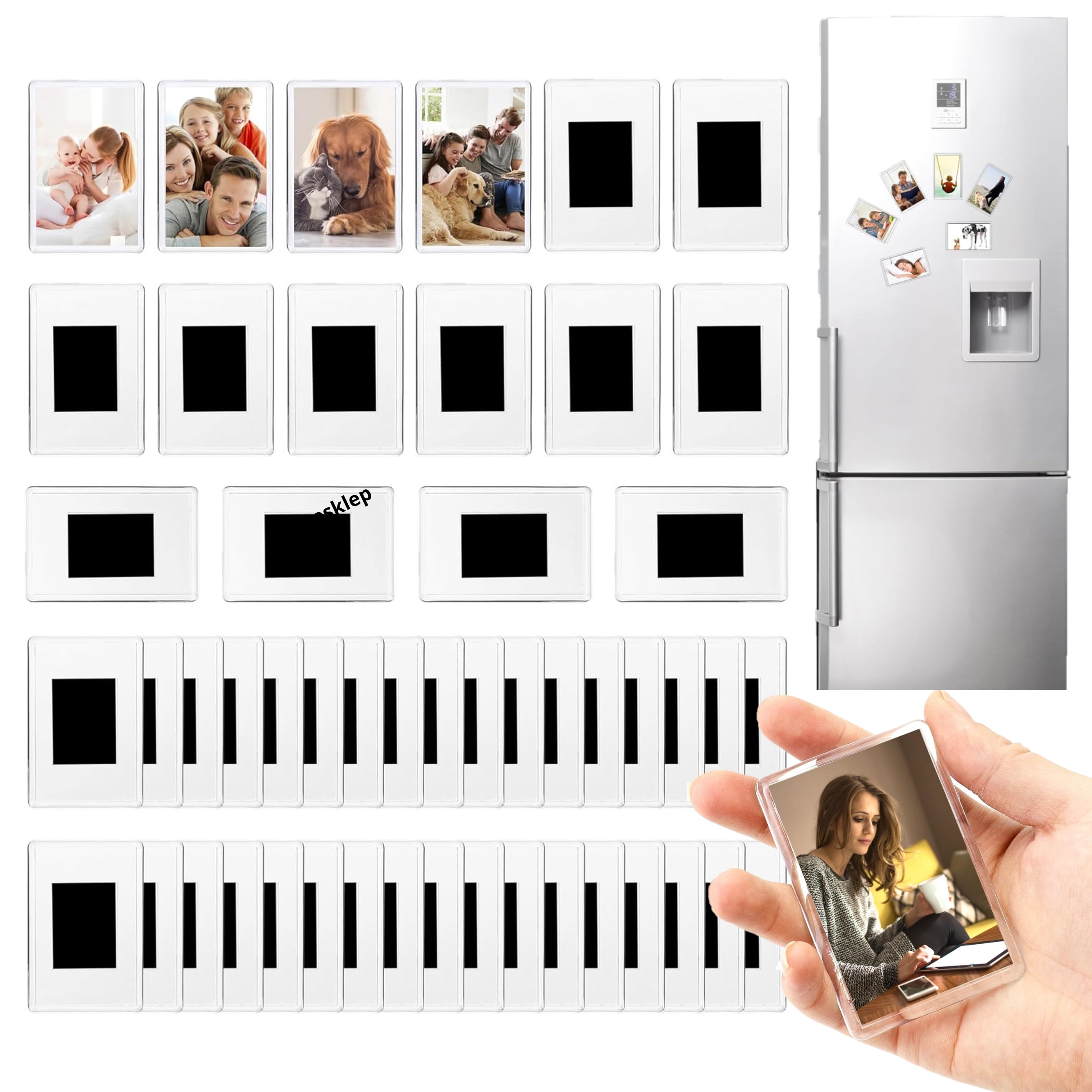 50 sztuk Mini Magnetyczne Ramki Na Zdjęcia Przezroczyste Na Lodówkę Magnes