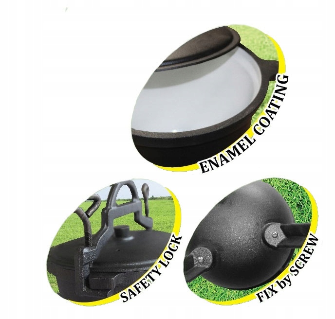 Kociołek żeliwny emaliowany 15L myśliwski garnek ognisko pieczonki ZILNER Informacje dodatkowe powłoka emaliowana