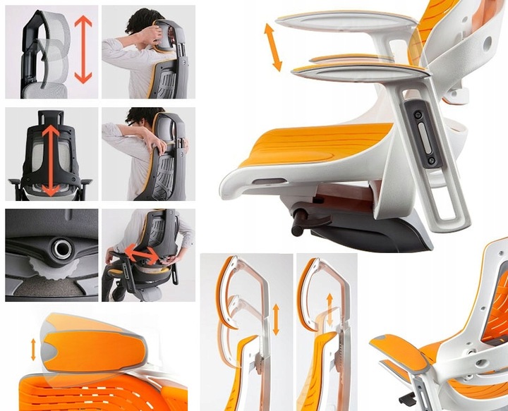 Fotel ergonomiczny BIUROWY WAU 2 elastomer mango Marka Unique