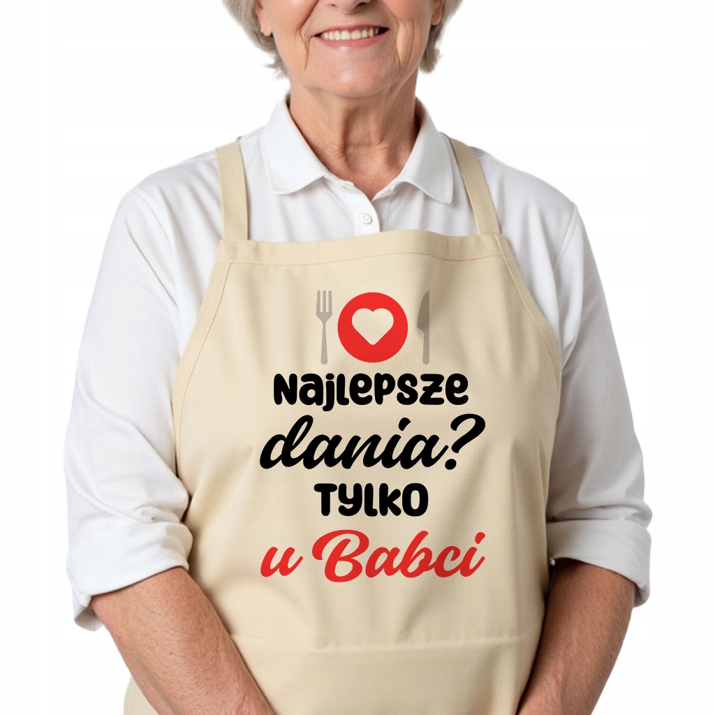 Kuchyňská zástěra Béžová Dárek ke Dni babiček Nejlepší jídla?