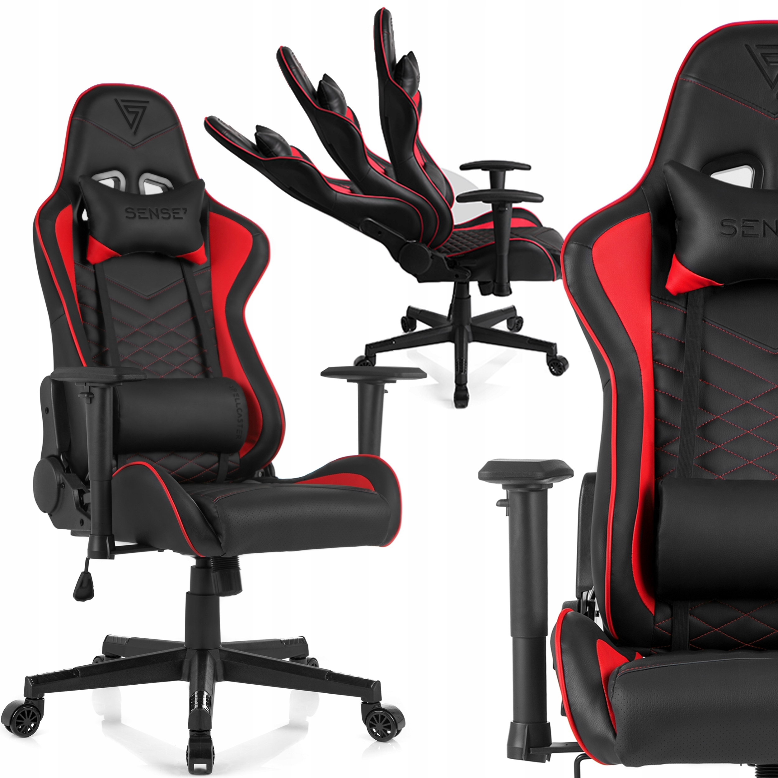 Fotel Biurowy Obrotowy Ekoskóra Kubełkowy Regulowany do Biura Sense7