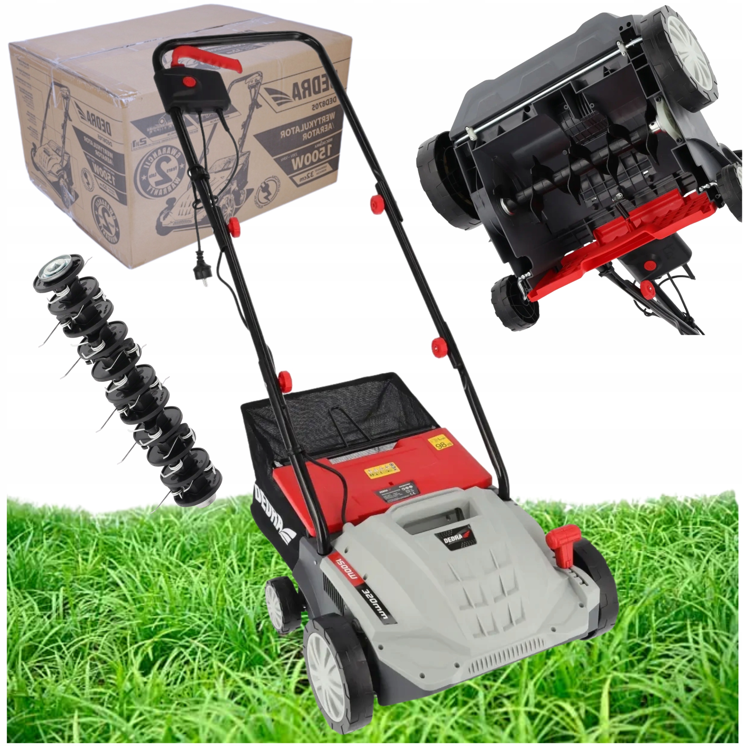 Vertikutátor Pro Provzdušňovač Trávy 2V1 1500W 32CM Koš 30L Garden Dedra DED8705
