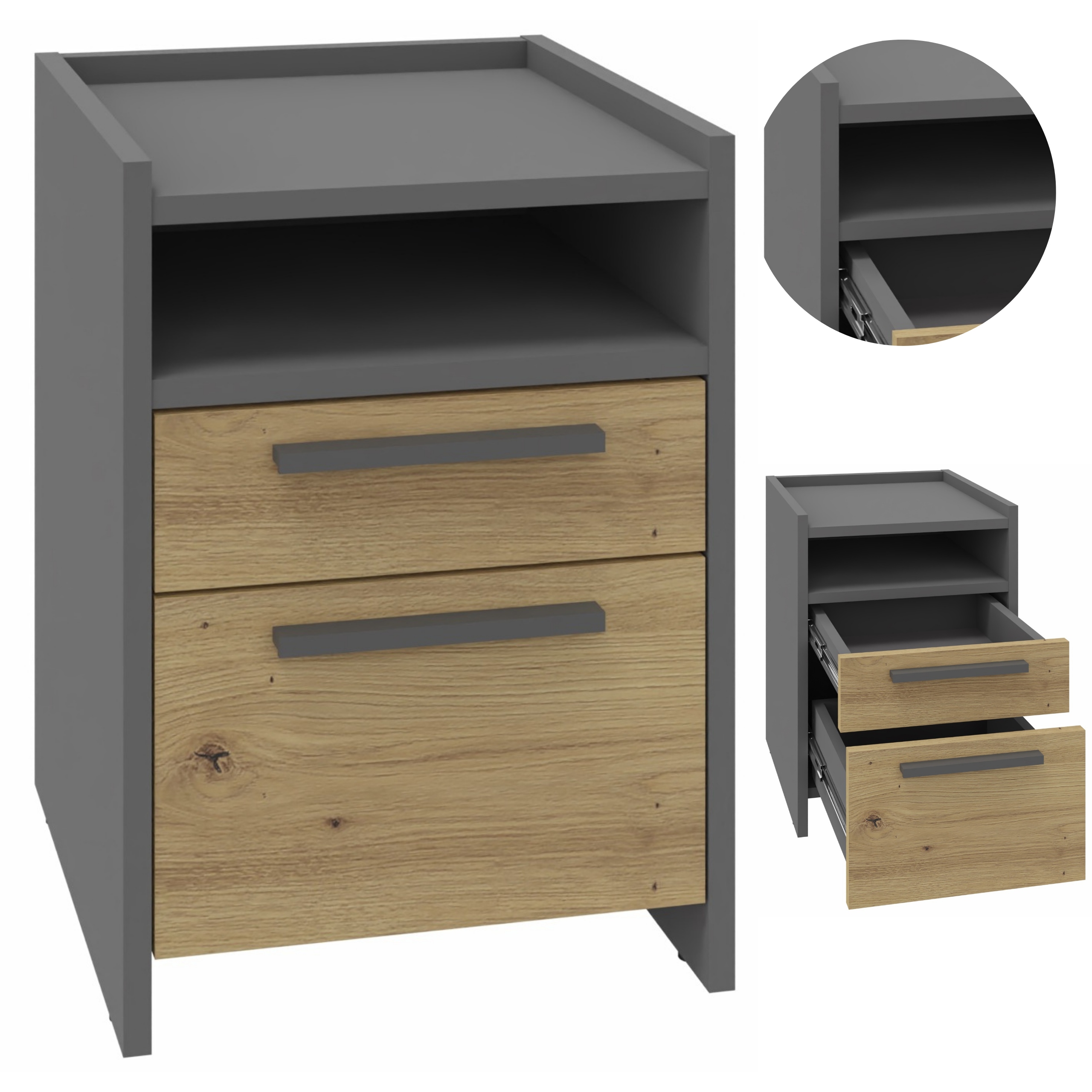 Nočný stolík Altivo 1SW1SNO artisan-antracit nočný stolík zásuvky polička