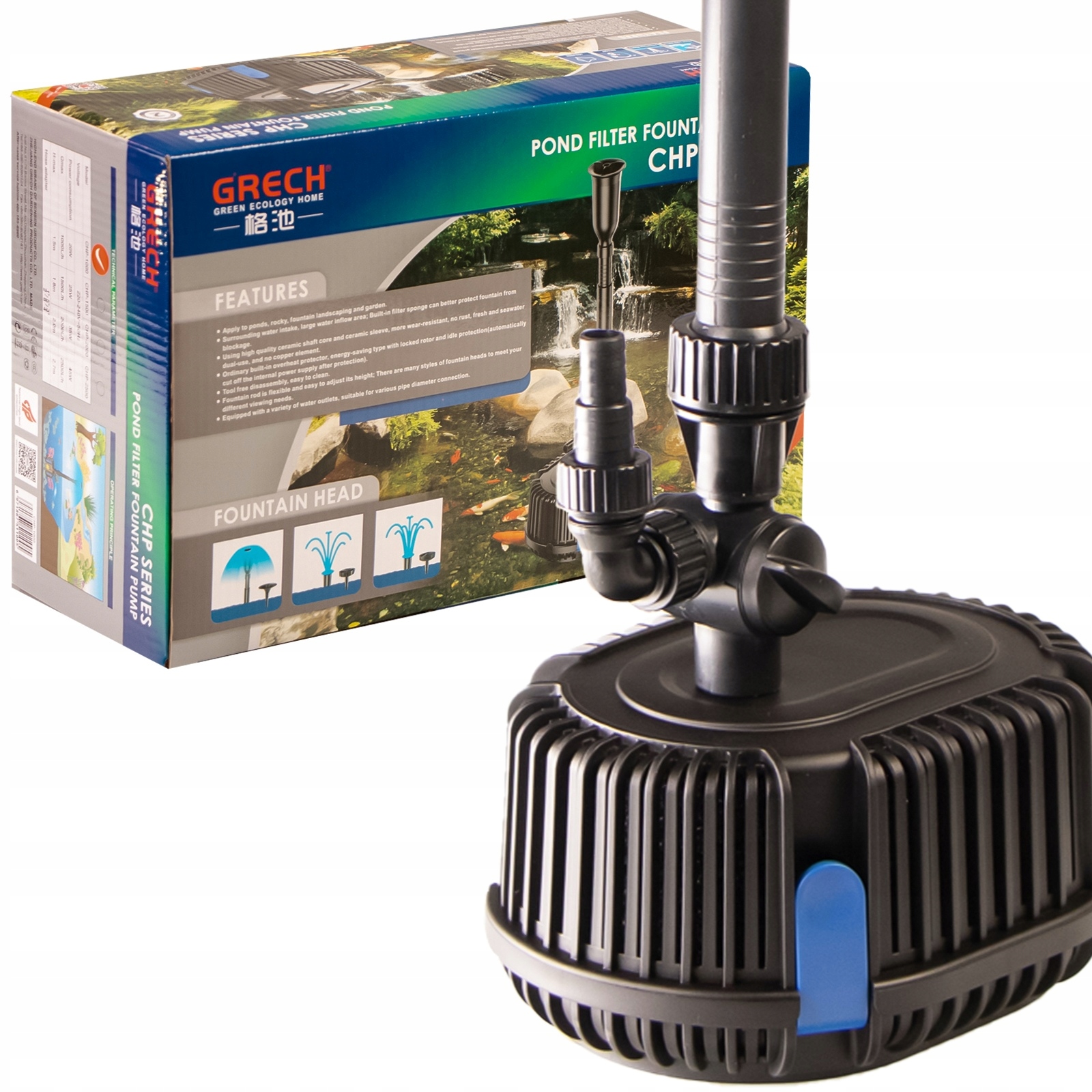 Filtr Fontána Do Jezírka 3V1 Čerpadlo 2000L/H 25W Vodopád Sunsun