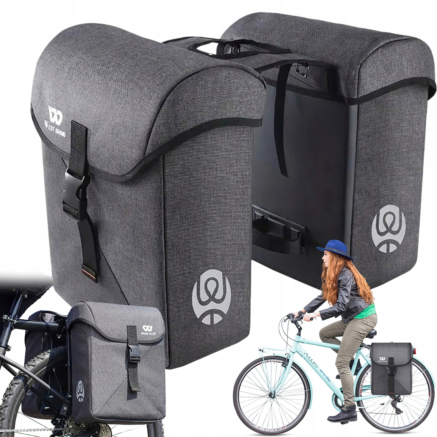 cyklistická brašna na nosič prostorná taška s pláštěnkou 35 L
