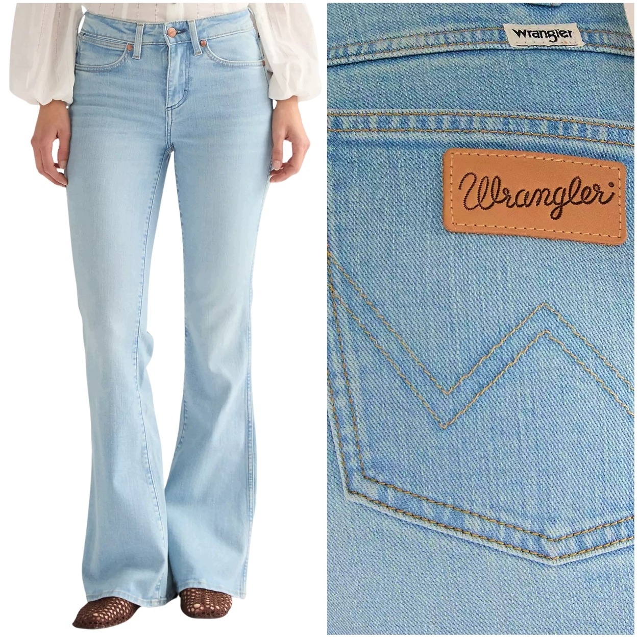 Wrangler Montana Court Teal dámské džínové kalhoty se zvony W31 L34
