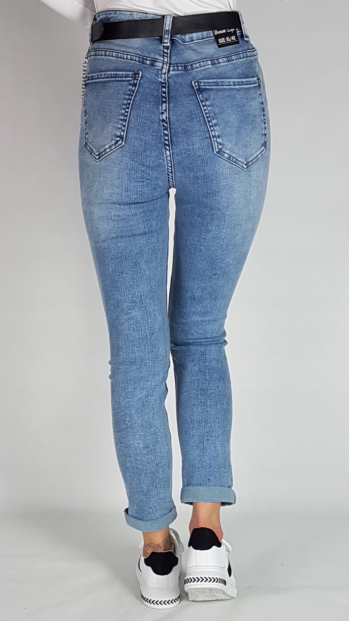 Джинсы с дырками джинсовые брюки плюс Размер 46 Cut Skinny jeans