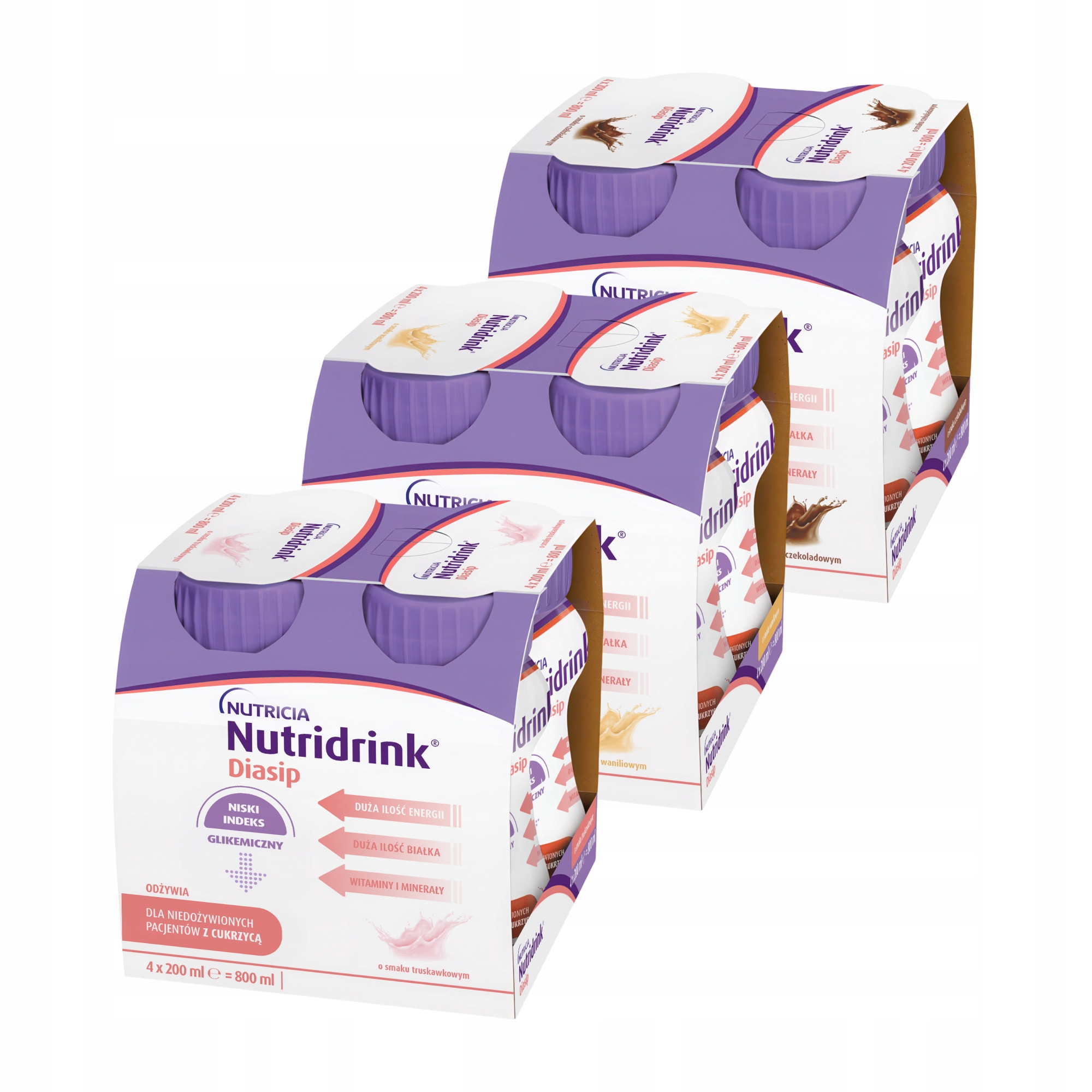 Nutridrink Diasip Różne Smaki MIX Zestaw 12 x 200 ml