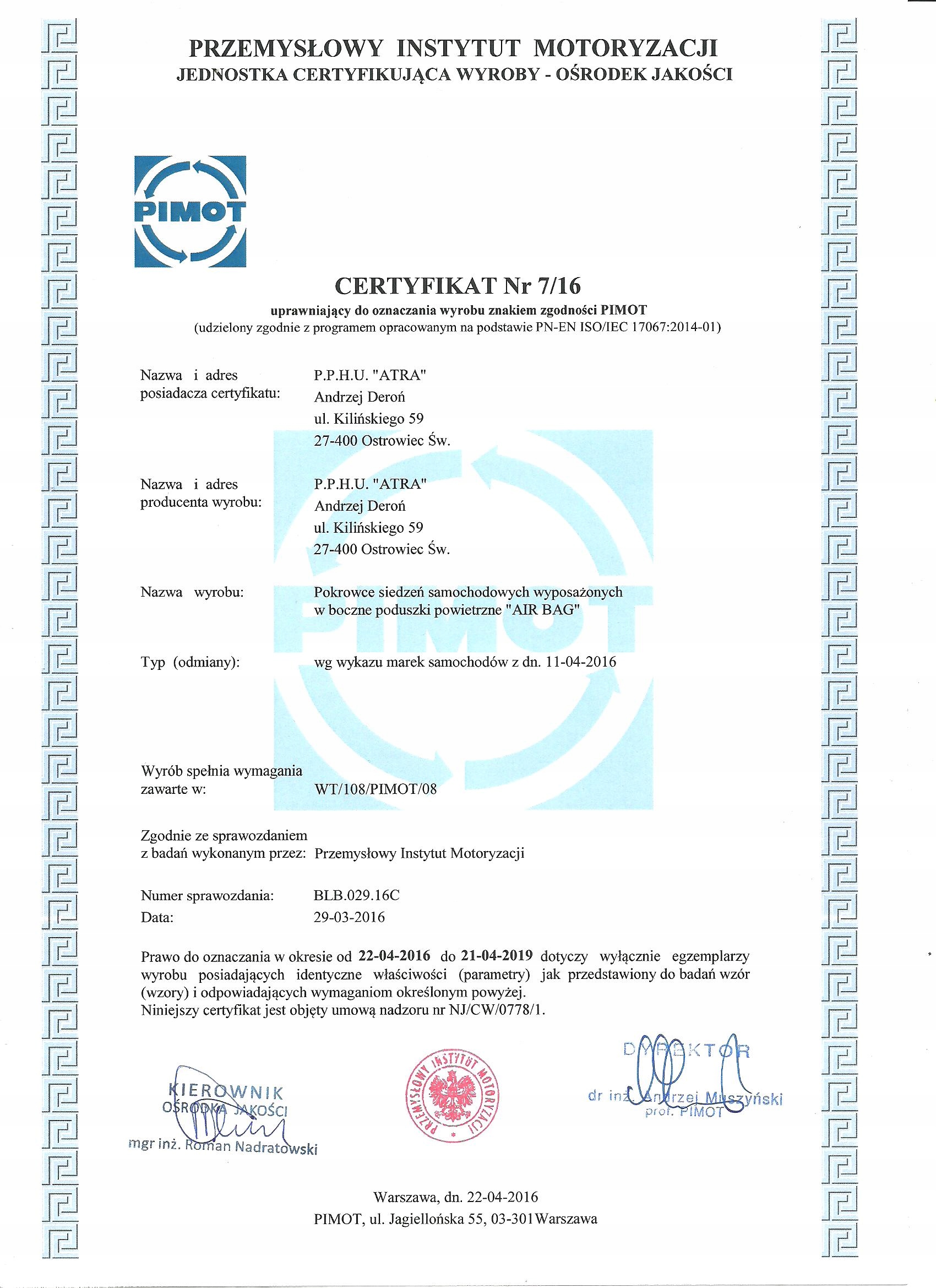 Pokrowce samochodowe MIAROWE Hyundai i30 Hatchback Producent Atra