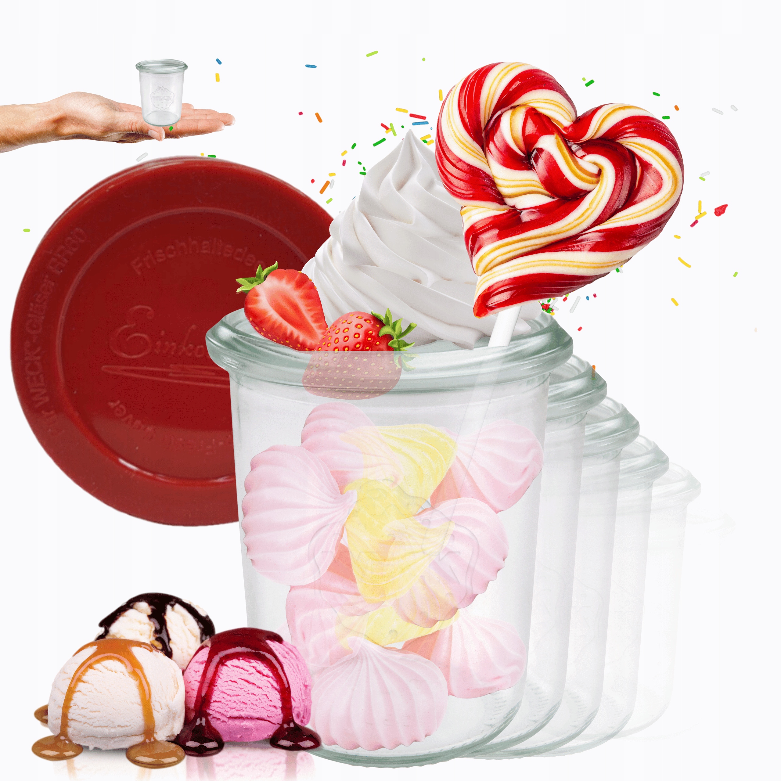 Poháre Weck 160 ml, výrobky Mold, žiaruvzdorné, silikónové, veká 12ks, Trvanlivé