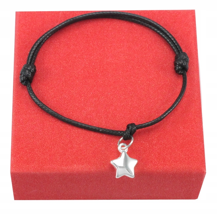 

Bransoletka Czarna Sznurek Srebrna Gwiazdka pr 925