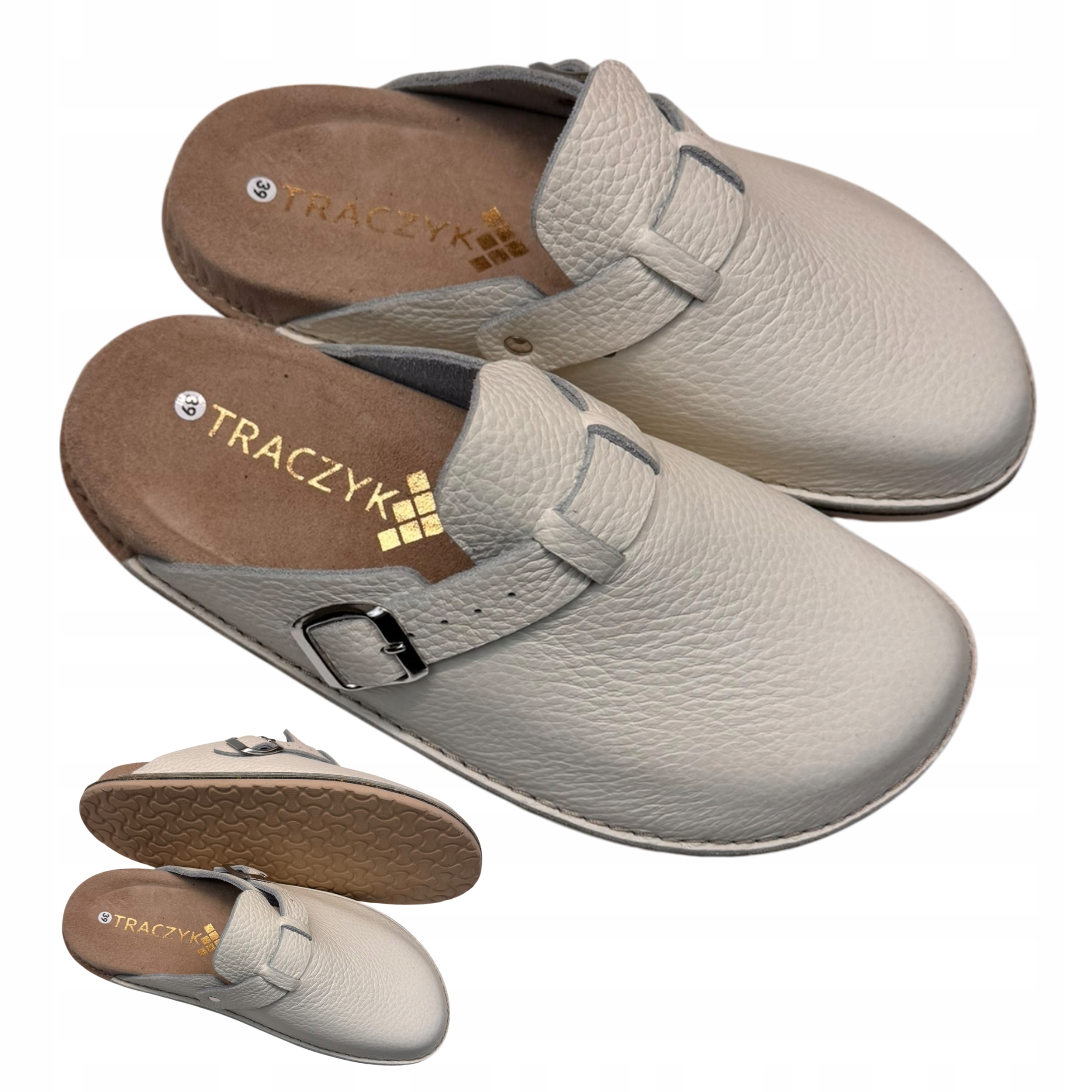 Traczyk Nazouváky Bílé Módní Ortopedické Chodaki Přírodní Kůže Fusbet vel. 44