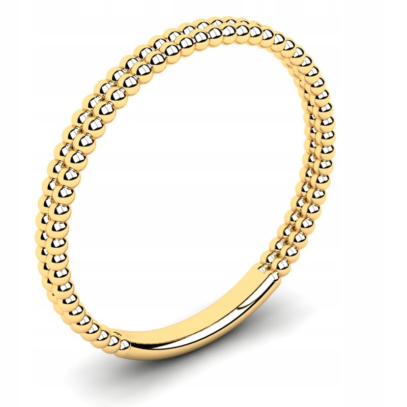 

Pierścionek Złoty Delikatna Obrączka 2X Kuleczki