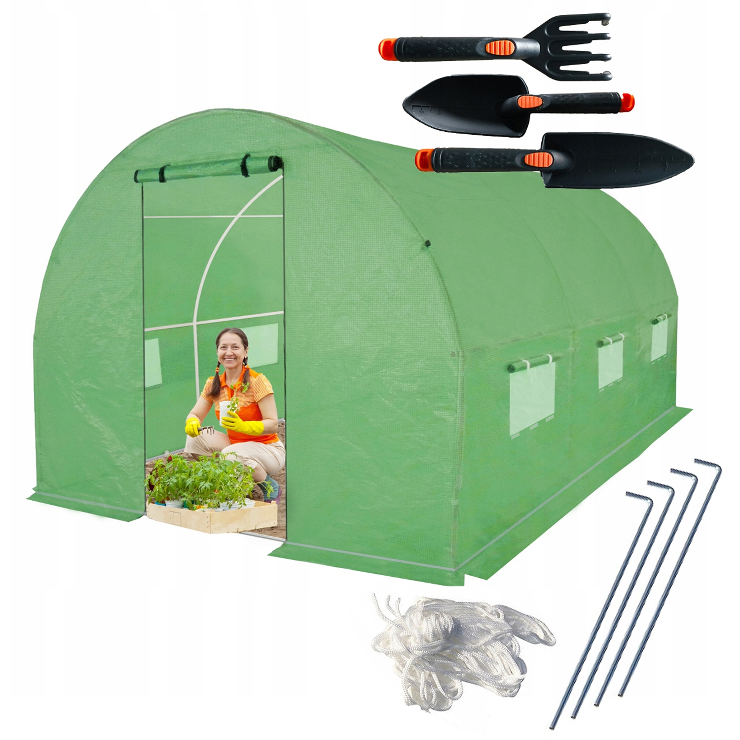 Foliový tunel Skleník 2x3,5 m Nejtlustší trubky 25 mm sada nářadí