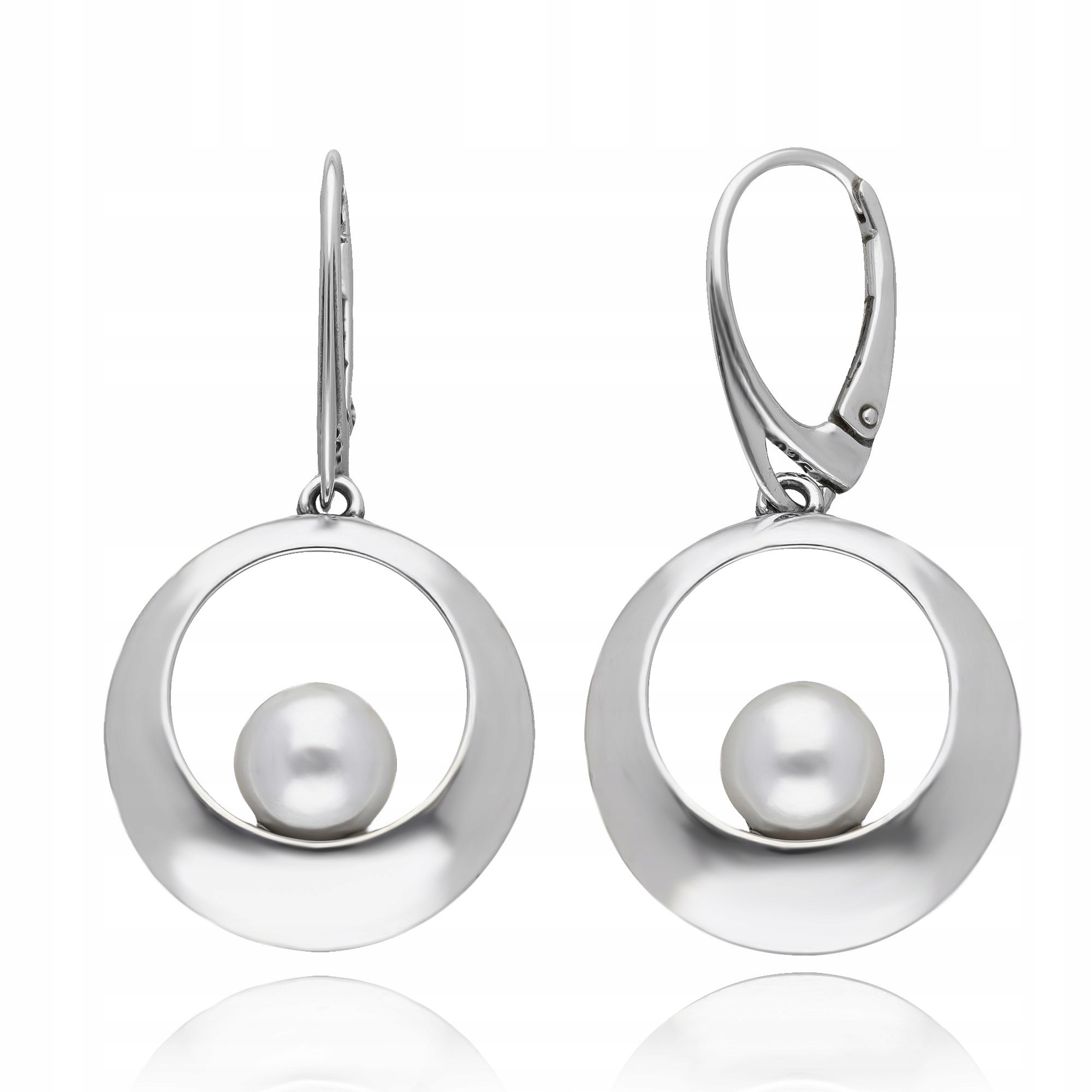 Stříbrné Náušnice Anglická Kolečka Oxidovaná S Perlami