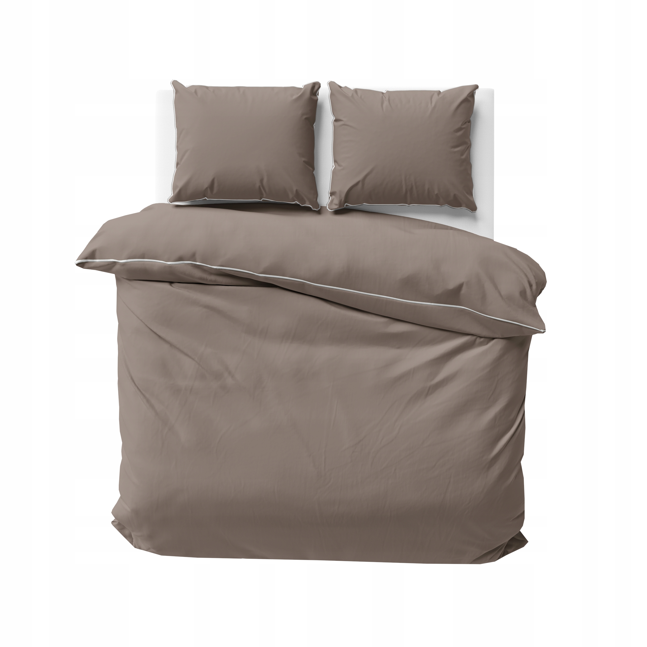 Pościel satynowa jednobarwna beżowa taupe 220x200 makosatyna