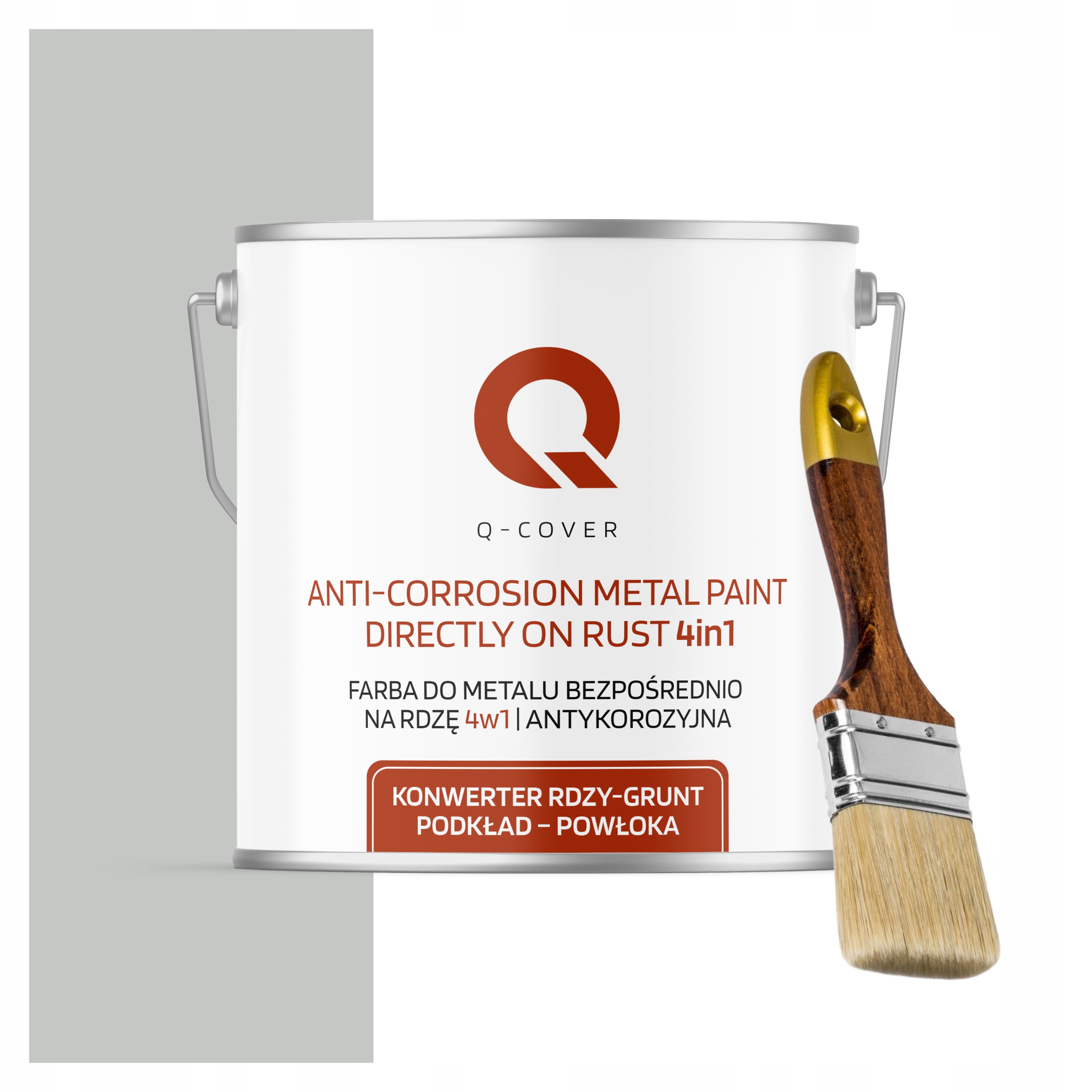 Farba na kov Antikorózna 5L Saténová Farba Šedá Jasná Štetec Ral 7035