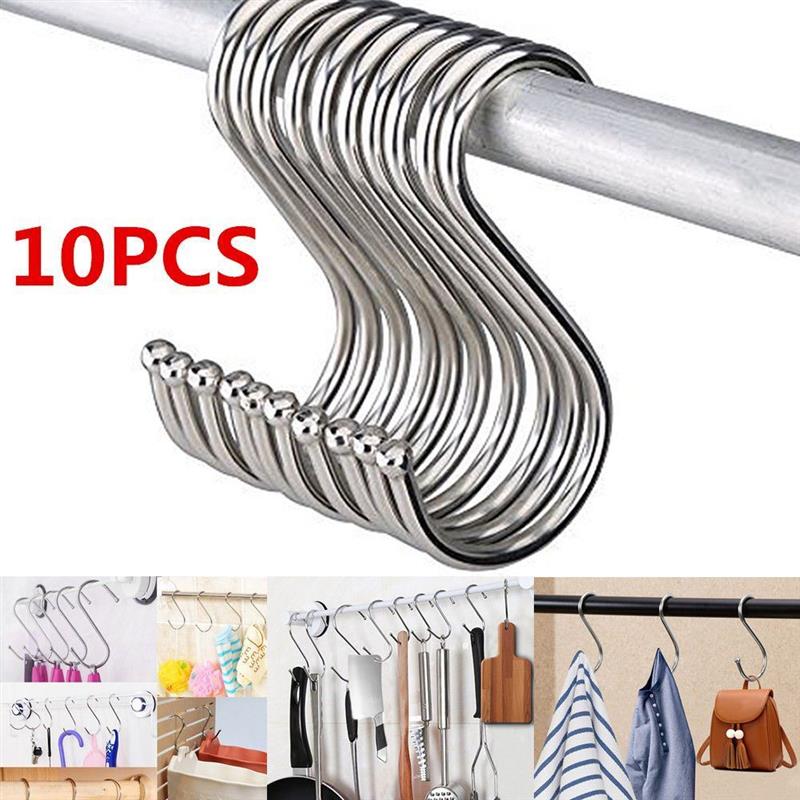 10pcs Stainless Steel Household Hooks Set for