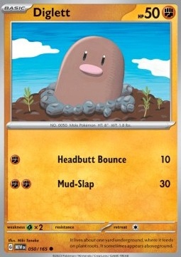 Reverse Holo Pokemon Tcg Fighting Diglett (050)