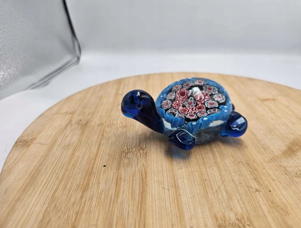 Murano,szklana figurka,żółw,technika millefiori