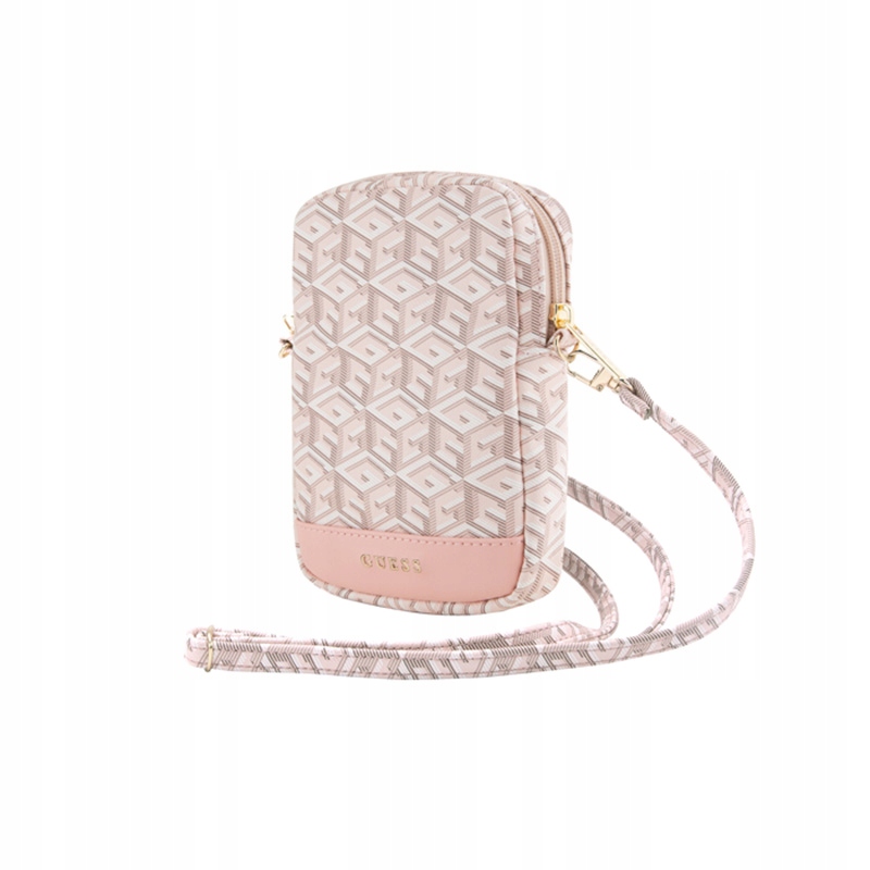 Guess Zip GCube Bottom Stripe Taška na telefon (růžová)